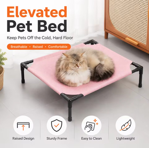 Elevated dog cat bed folding - elevated,